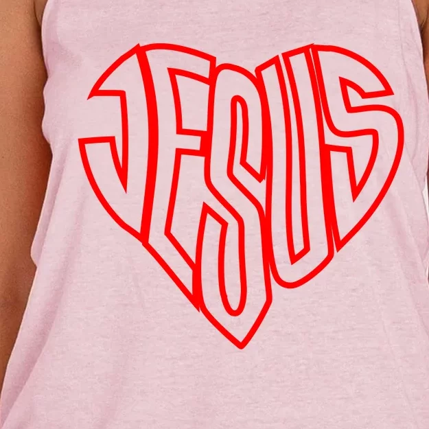 JESUS In The Shape Of A Heart Women's Knotted Racerback Tank