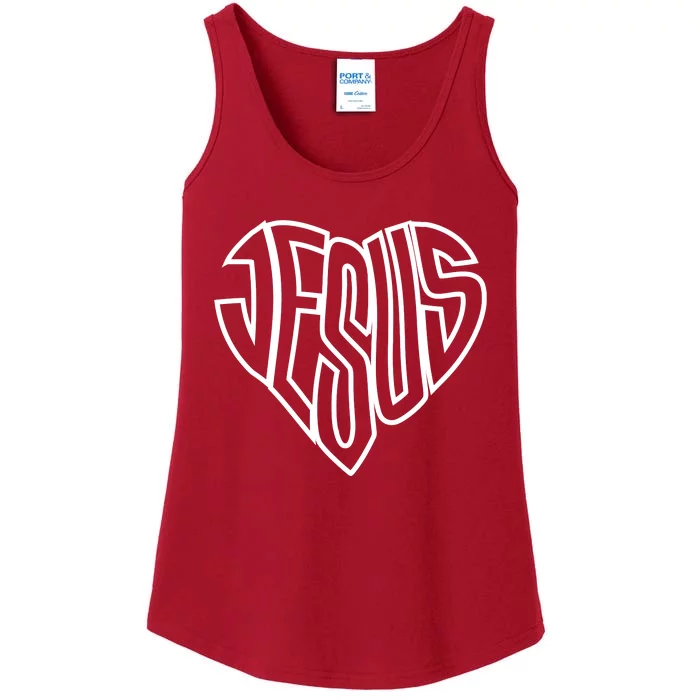 JESUS In The Shape Of A Heart Ladies Essential Tank