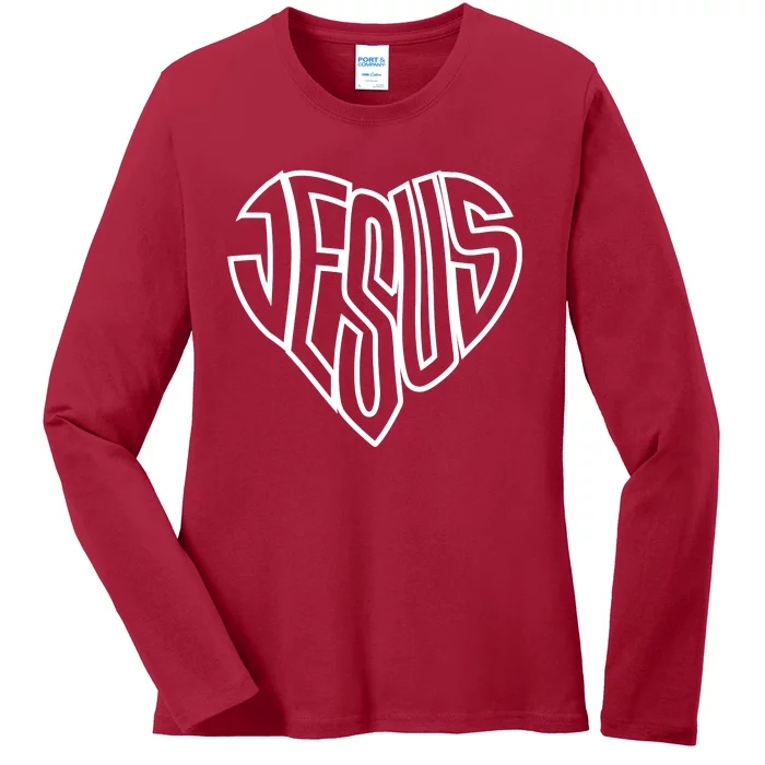 JESUS In The Shape Of A Heart Ladies Long Sleeve Shirt