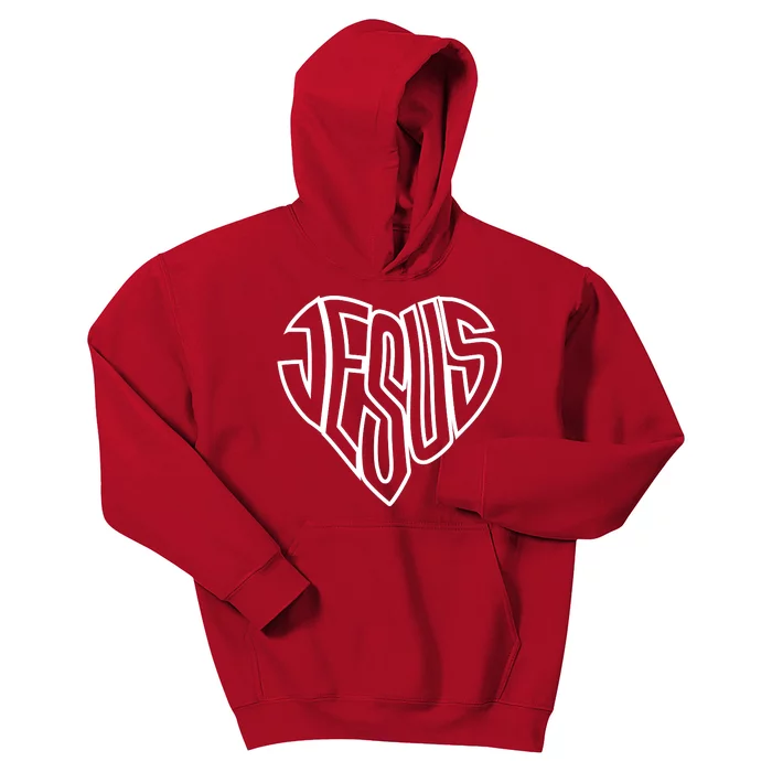 JESUS In The Shape Of A Heart Kids Hoodie