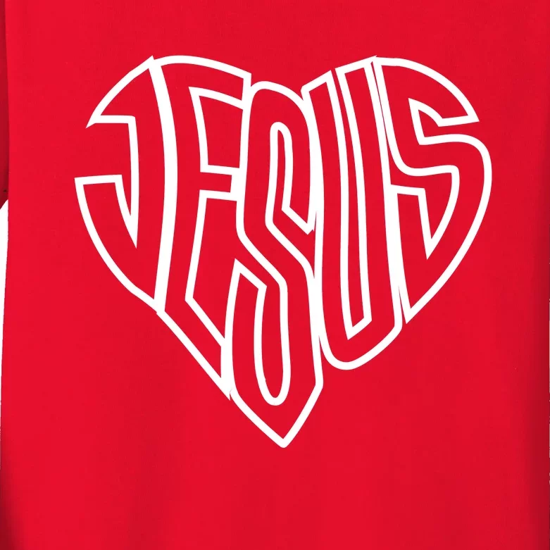 JESUS In The Shape Of A Heart Kids Long Sleeve Shirt