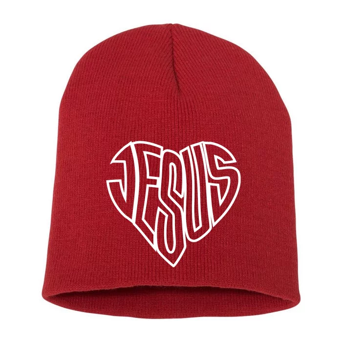 JESUS In The Shape Of A Heart Short Acrylic Beanie