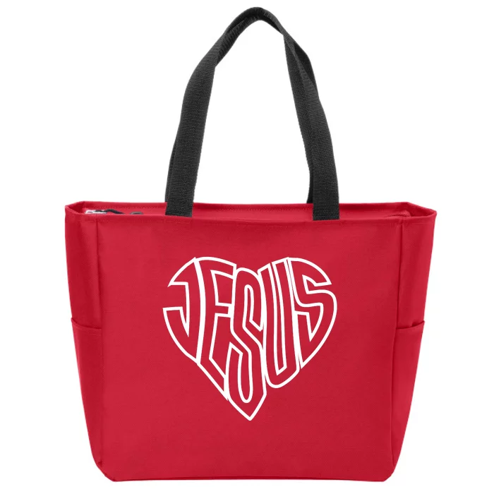 JESUS In The Shape Of A Heart Zip Tote Bag