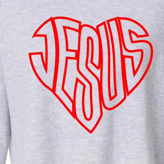 JESUS In The Shape Of A Heart Cropped Pullover Crew