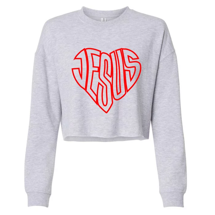 JESUS In The Shape Of A Heart Cropped Pullover Crew