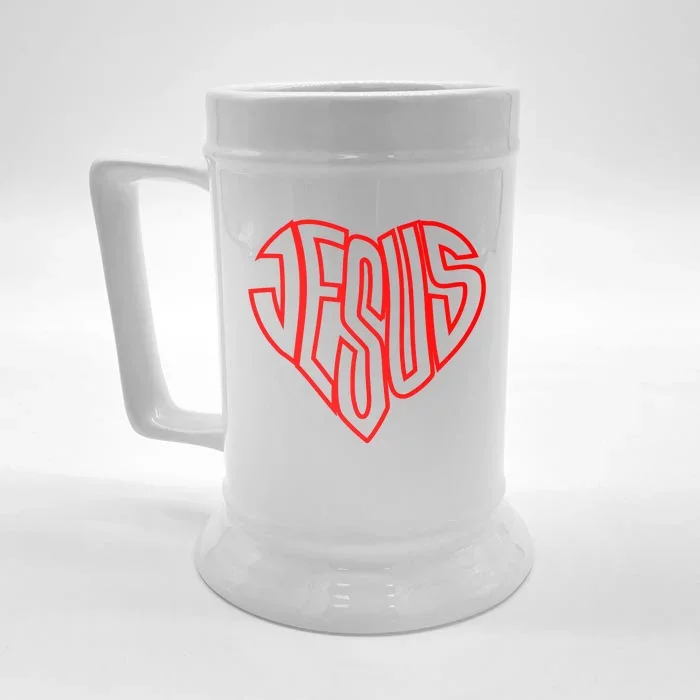 JESUS In The Shape Of A Heart Front & Back Beer Stein