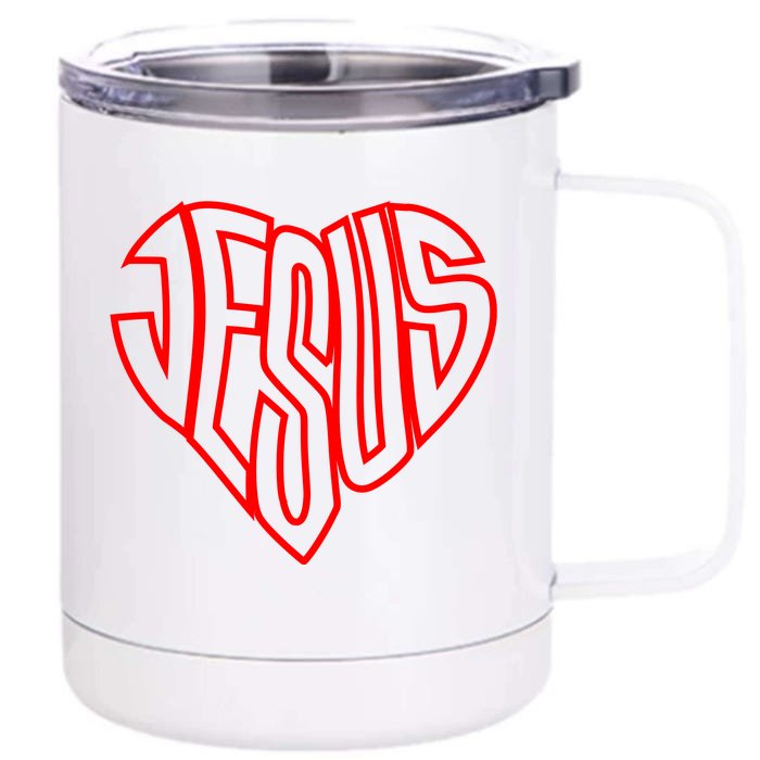 JESUS In The Shape Of A Heart Front & Back 12oz Stainless Steel Tumbler Cup