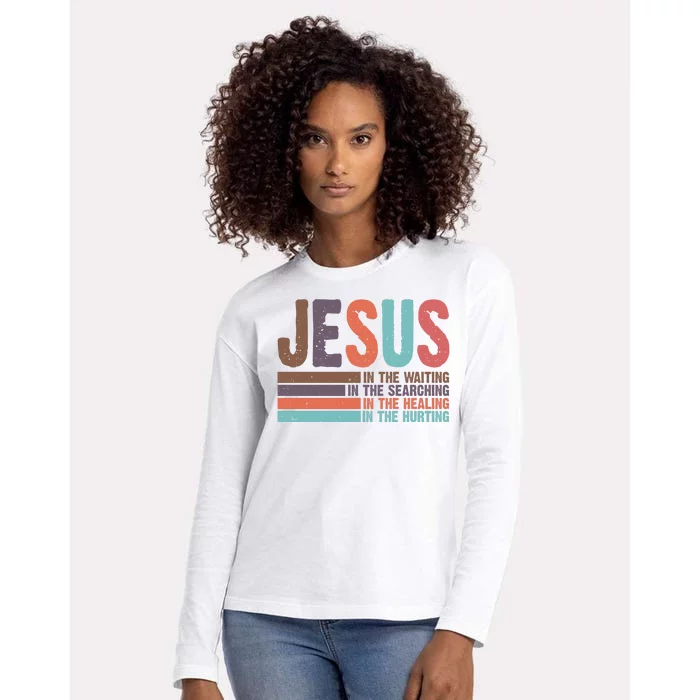 Jesus In The Waiting Quote Christian Vintage Womens Cotton Relaxed Long Sleeve T-Shirt