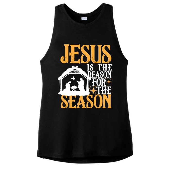 Jesus Is The Reason For The Season Christian Christmas Meaningful Gift Ladies Tri-Blend Wicking Tank