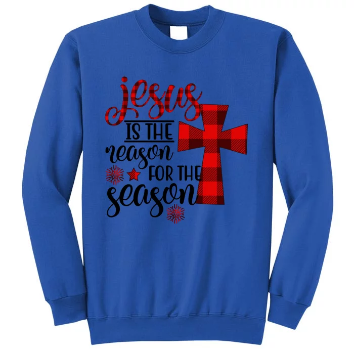 Jesus Is The Reason For The Season Plaid Christmas Cross Gift Tall Sweatshirt