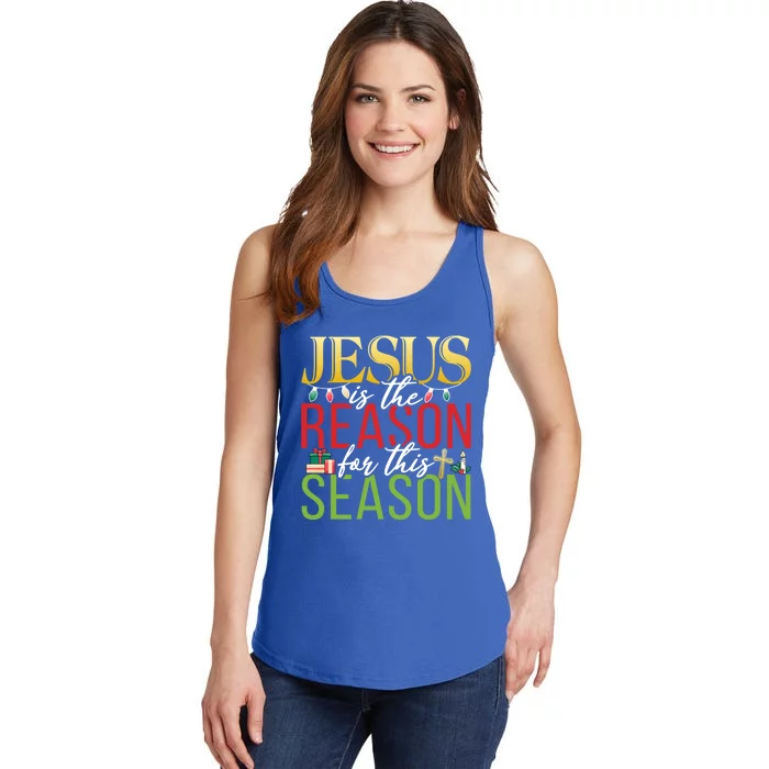 Jesus Is The Reason For This Season Xmas Christmas Gift Ladies Essential Tank