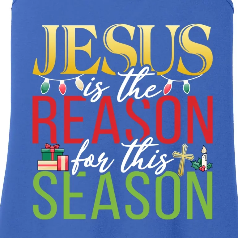 Jesus Is The Reason For This Season Xmas Christmas Gift Ladies Essential Tank