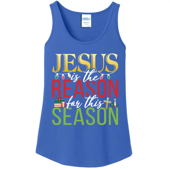 Jesus Is The Reason For This Season Xmas Christmas Gift Ladies Essential Tank