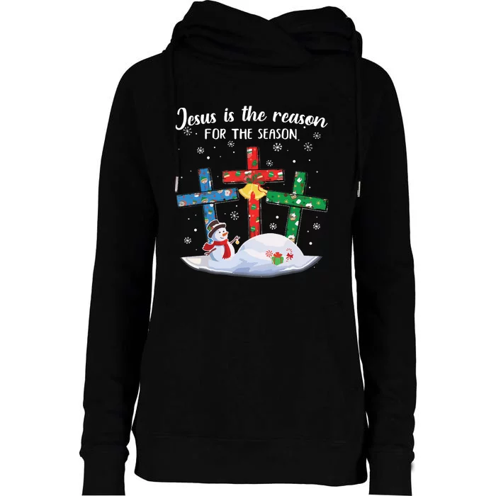 Jesus Is The Reason For The Season Christian Christmas Xmas Womens Funnel Neck Pullover Hood