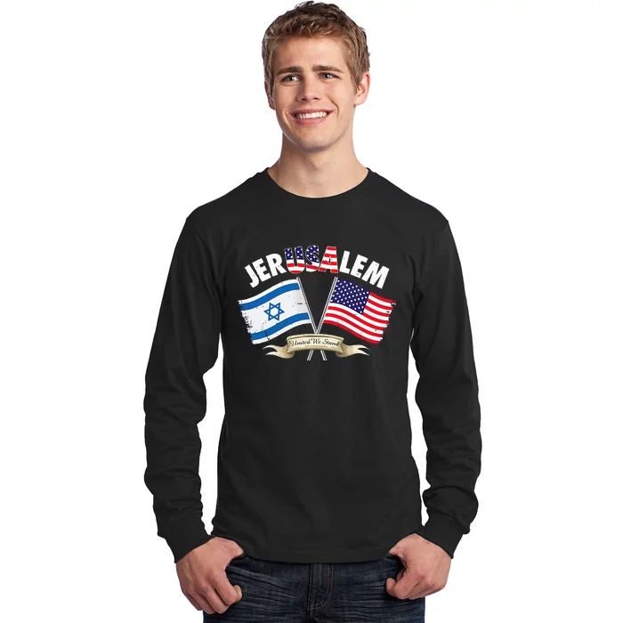 jerusalem israel usa american flag Long Sleeve Shirt