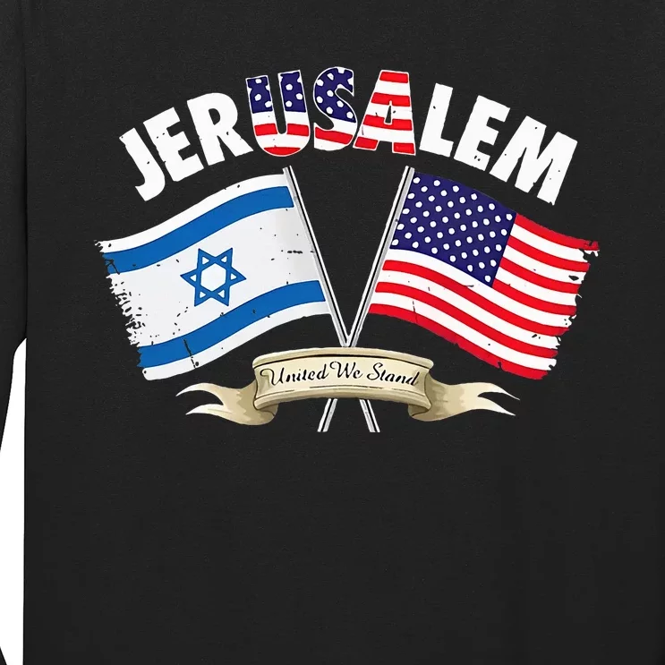 jerusalem israel usa american flag Long Sleeve Shirt