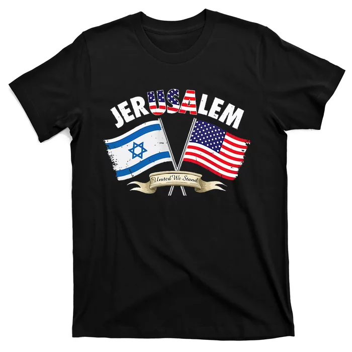 jerusalem israel usa american flag T-Shirt