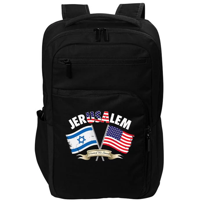 jerusalem israel usa american flag Impact Tech Backpack