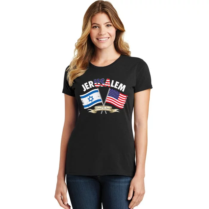 jerusalem israel usa american flag Women's T-Shirt