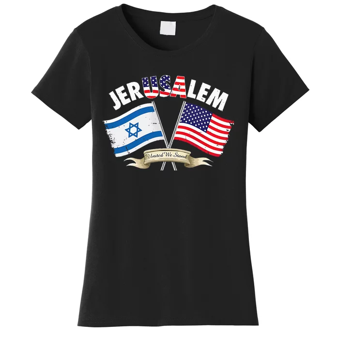 jerusalem israel usa american flag Women's T-Shirt