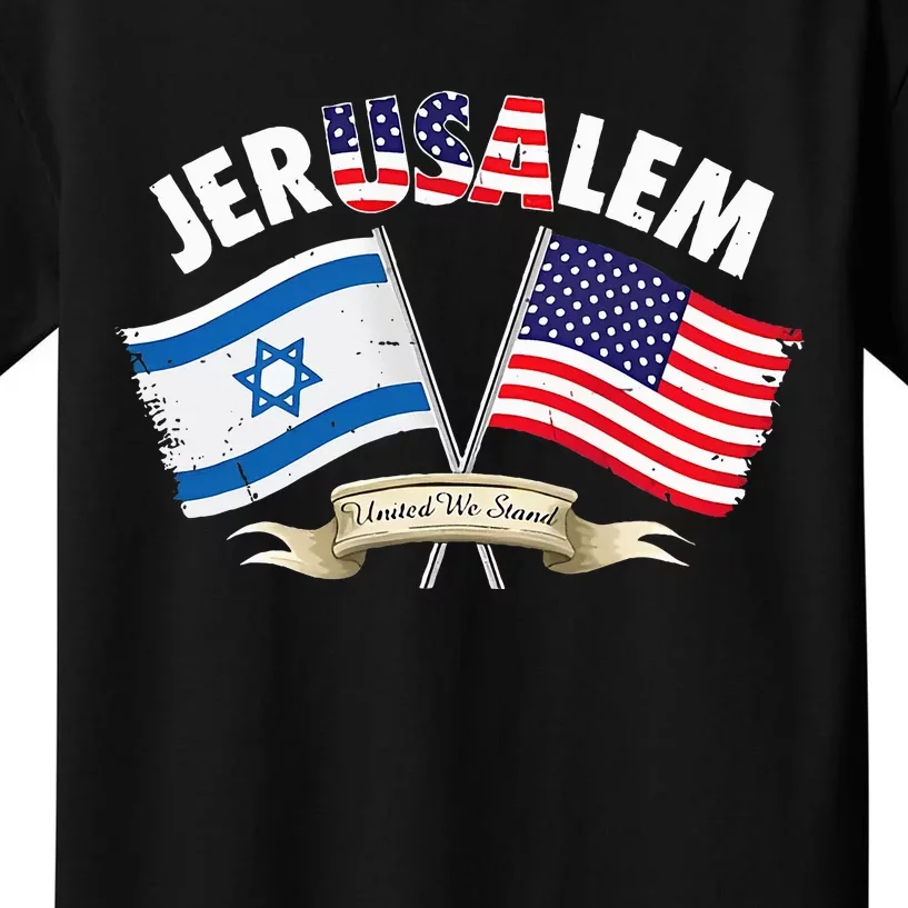 jerusalem israel usa american flag Kids T-Shirt