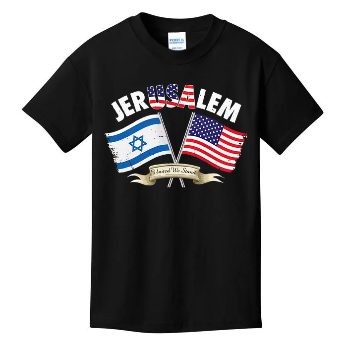 jerusalem israel usa american flag Kids T-Shirt