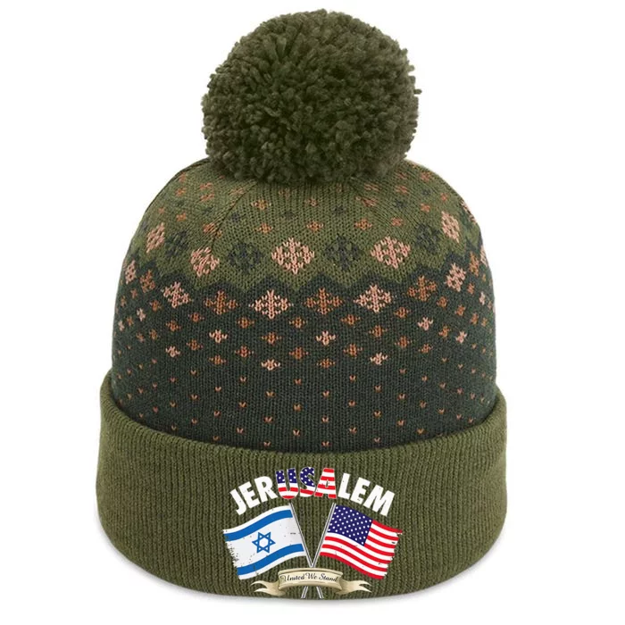 jerusalem israel usa american flag The Baniff Cuffed Pom Beanie