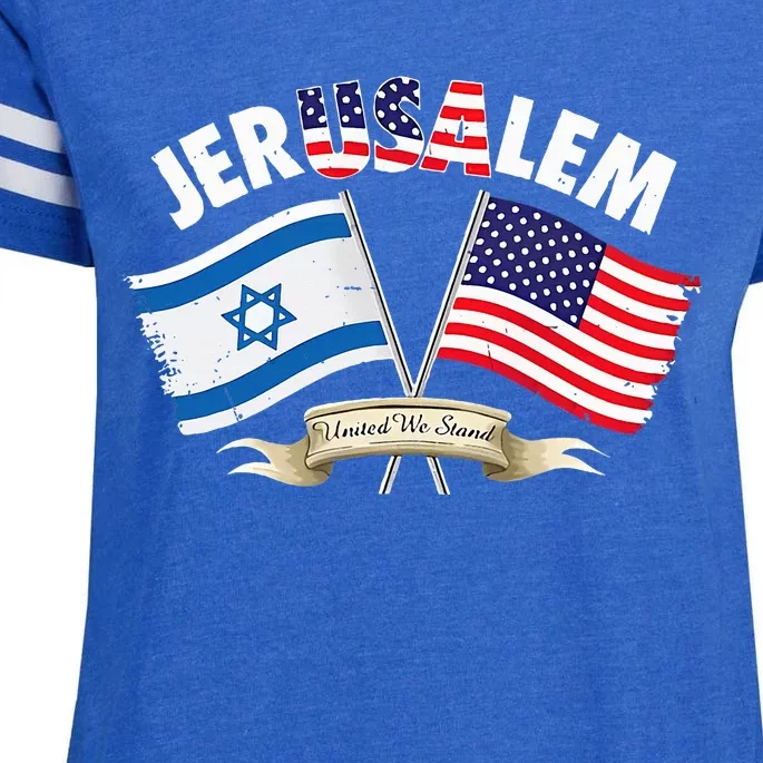 jerusalem israel usa american flag Enza Ladies Jersey Football T-Shirt