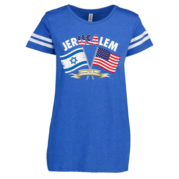 jerusalem israel usa american flag Enza Ladies Jersey Football T-Shirt