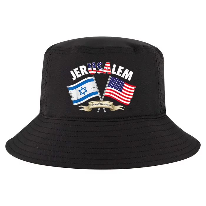 Jerusalem Israel Usa American Flag Cool Comfort Performance Bucket Hat