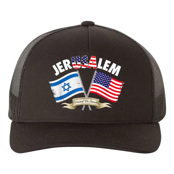 Jerusalem Israel Usa American Flag Yupoong Adult 5-Panel Trucker Hat