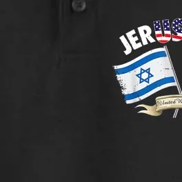 Jerusalem Israel Usa American Flag Dry Zone Grid Performance Polo