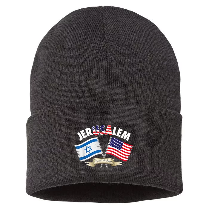 Jerusalem Israel Usa American Flag Sustainable Knit Beanie