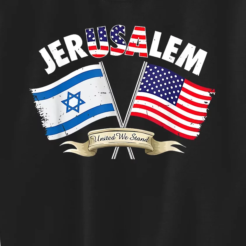 Jerusalem Israel Usa American Flag Kids Sweatshirt