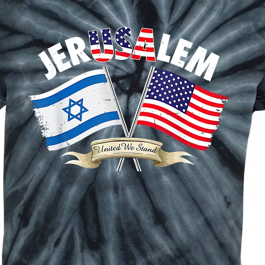 Jerusalem Israel Usa American Flag Kids Tie-Dye T-Shirt