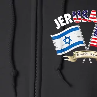 Jerusalem Israel Usa American Flag Full Zip Hoodie