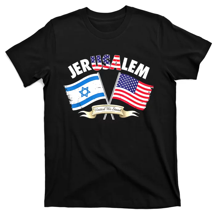 Jerusalem Israel Usa American Flag T-Shirt