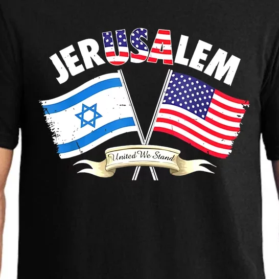 Jerusalem Israel Usa American Flag Pajama Set