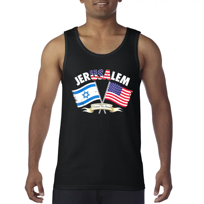 Jerusalem Israel Usa American Flag Tank Top