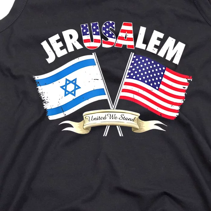 Jerusalem Israel Usa American Flag Tank Top