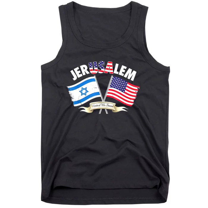 Jerusalem Israel Usa American Flag Tank Top