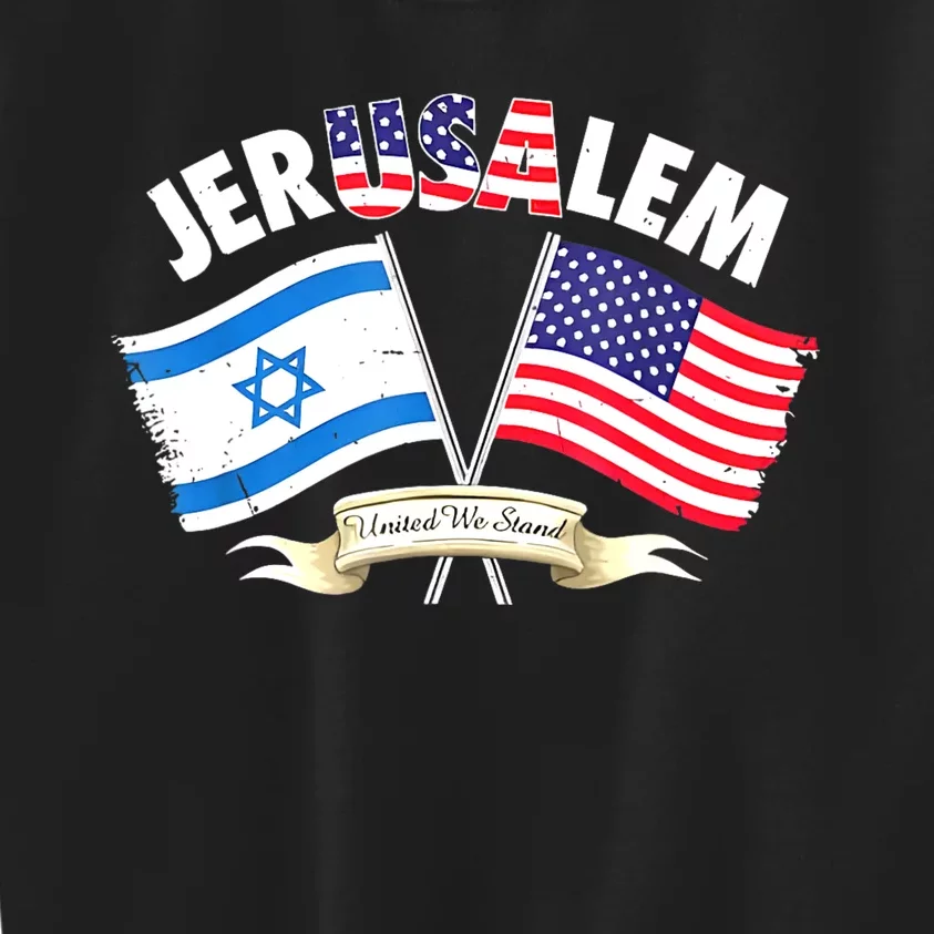 Jerusalem Israel Usa American Flag Kids Sweatshirt