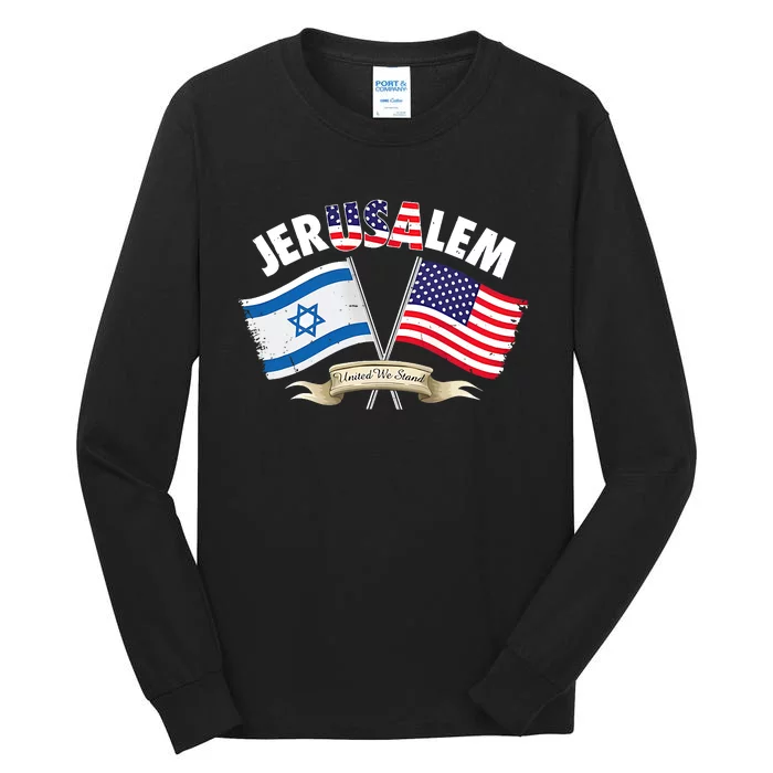 Jerusalem Israel Usa American Flag Tall Long Sleeve T-Shirt