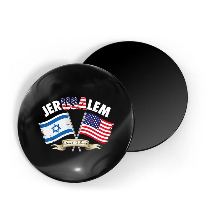 Jerusalem Israel Usa American Flag Magnet