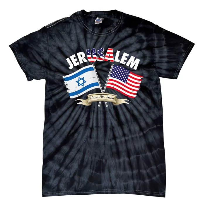 Jerusalem Israel Usa American Flag Tie-Dye T-Shirt