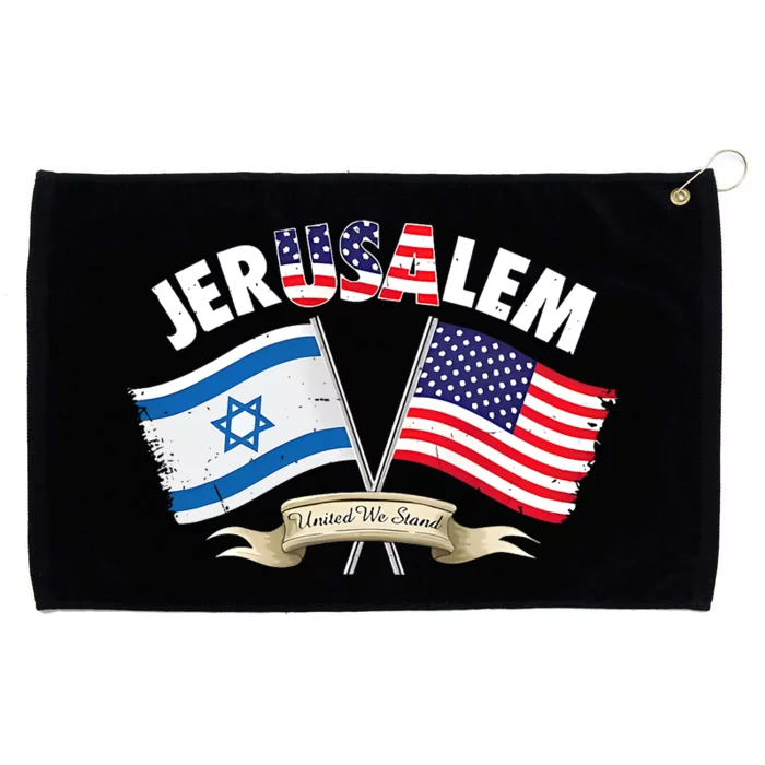 Jerusalem Israel Usa American Flag Grommeted Golf Towel