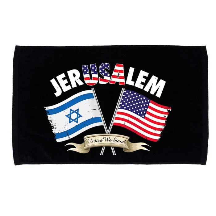 Jerusalem Israel Usa American Flag Microfiber Hand Towel