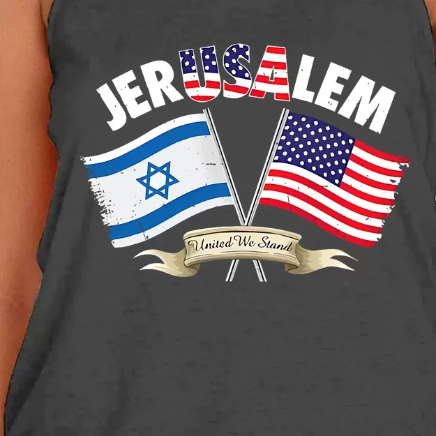 Jerusalem Israel Usa American Flag Women's Knotted Racerback Tank