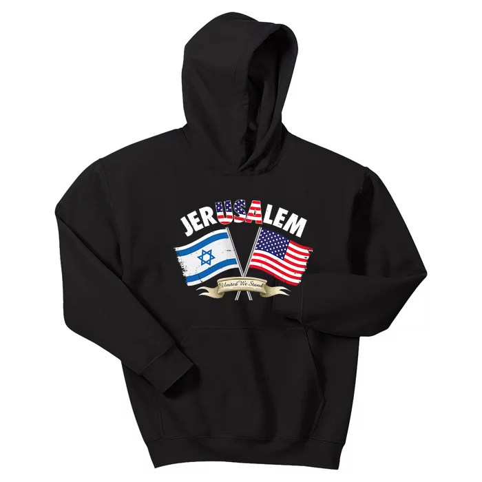 Jerusalem Israel Usa American Flag Kids Hoodie