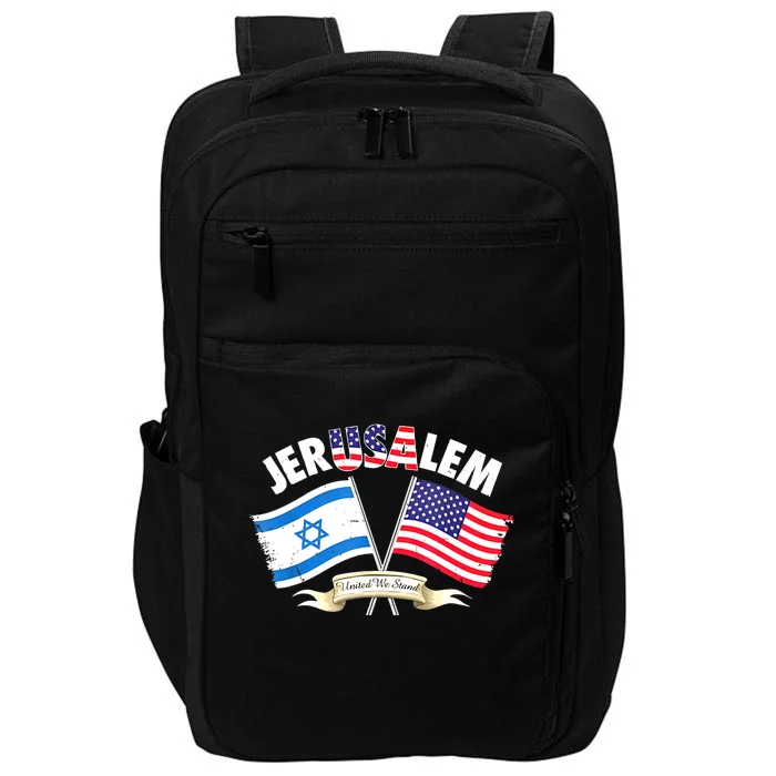 Jerusalem Israel Usa American Flag Impact Tech Backpack